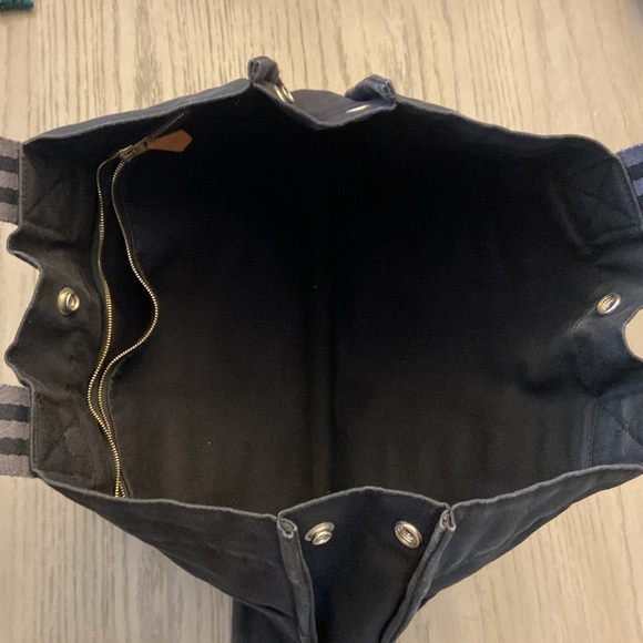 HERMÈS Canvas Fourre Tout Bag Cotton Canvas Tote Bag Black Gray - Picture 7 of 12